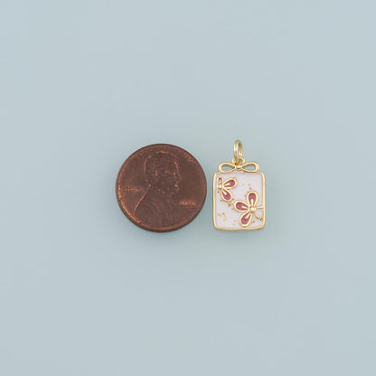 18K Gold Filled Flower Enamel Charm Pendant for Jewelry Making