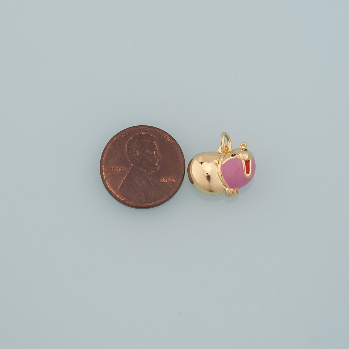 18K Gold Filled Pig Pendant,Enamel Animal Charm Bracelet Necklace for DIY Jewelry Making Supply