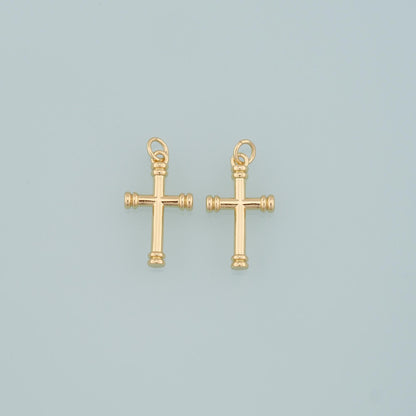 Gold Cross Charms,18K Gold Filled Cross Pendant,Religion Charm Bracelet Necklace for DIY Jewelry Making Supply