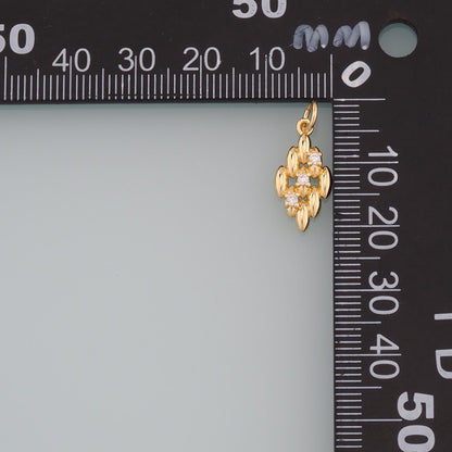 18K Gold Filled Rhombus Pendant, CZ Micro Pave Rhombus Charm Bracelet Necklace for DIY Jewelry Making Supply