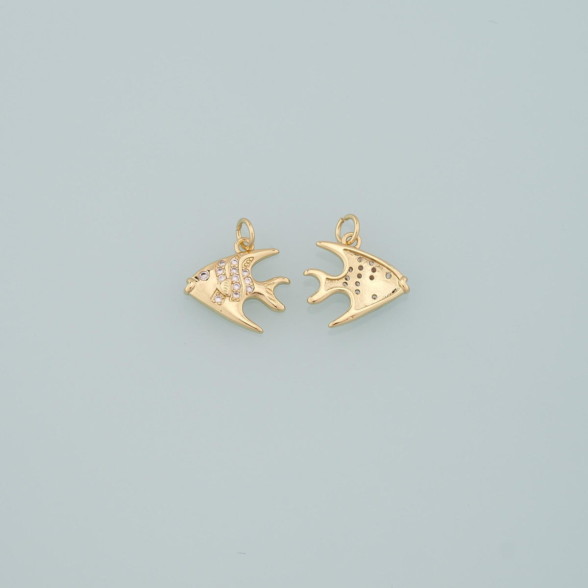 18K Gold Filled Fish CZ Charm Pendant for Jewelry Making