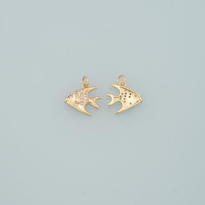 18K Gold Filled Fish CZ Charm Pendant for Jewelry Making