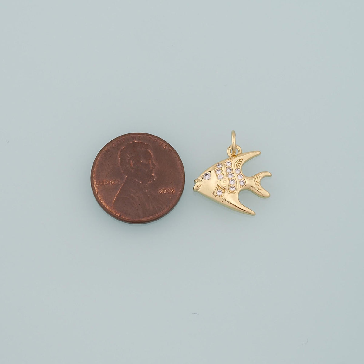 18K Gold Filled Fish CZ Charm Pendant for Jewelry Making