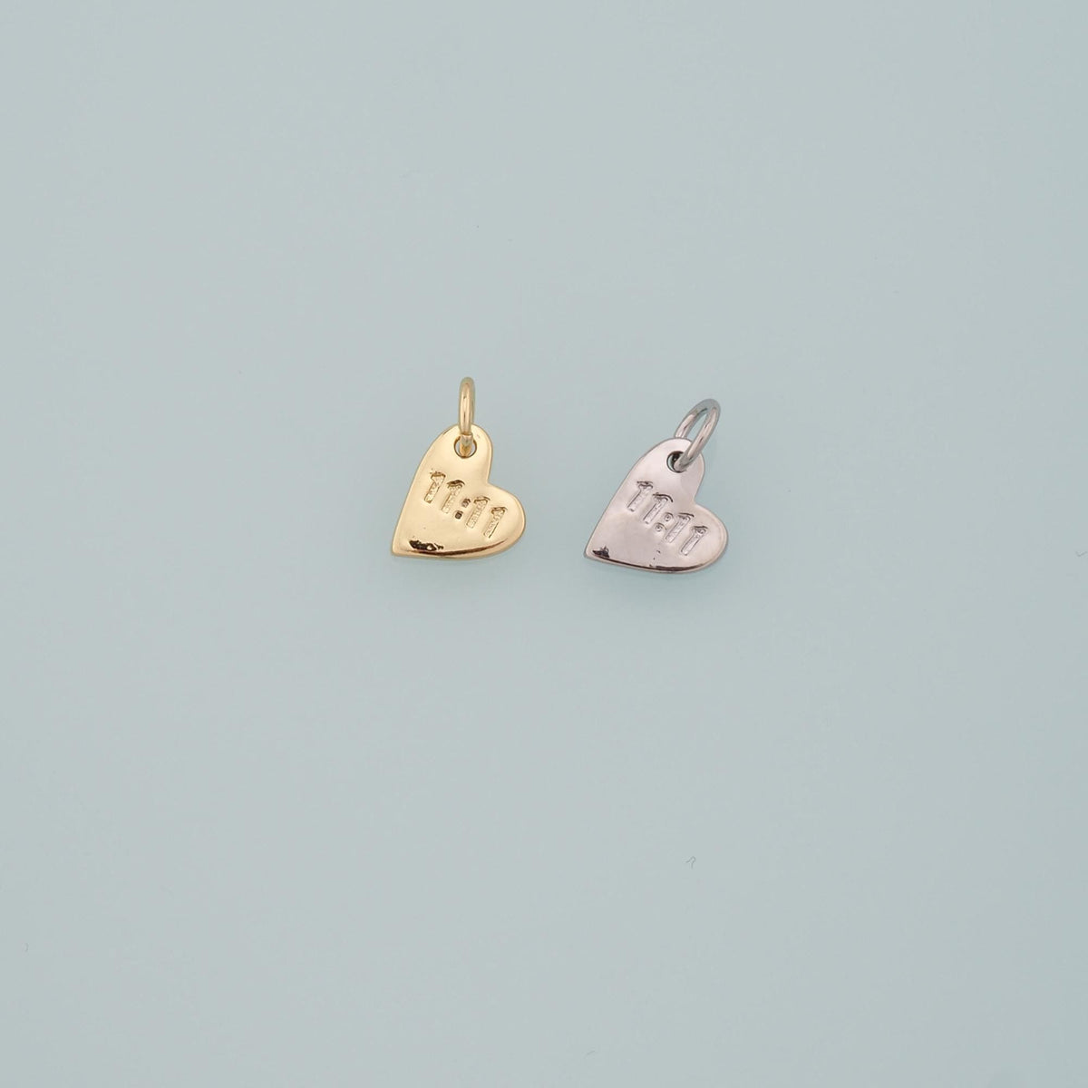 Gold Angel Numbers Charms,18K Gold Filled 11:11 Pendant,Heart Charm Bracelet Necklace for DIY Jewelry Making Supply