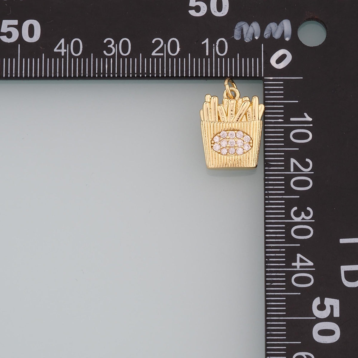 18K Gold Filled Fries Pendant,CZ Micro Pave French Fries Charm Bracelet Necklace for DIY Jewelry Making Supply