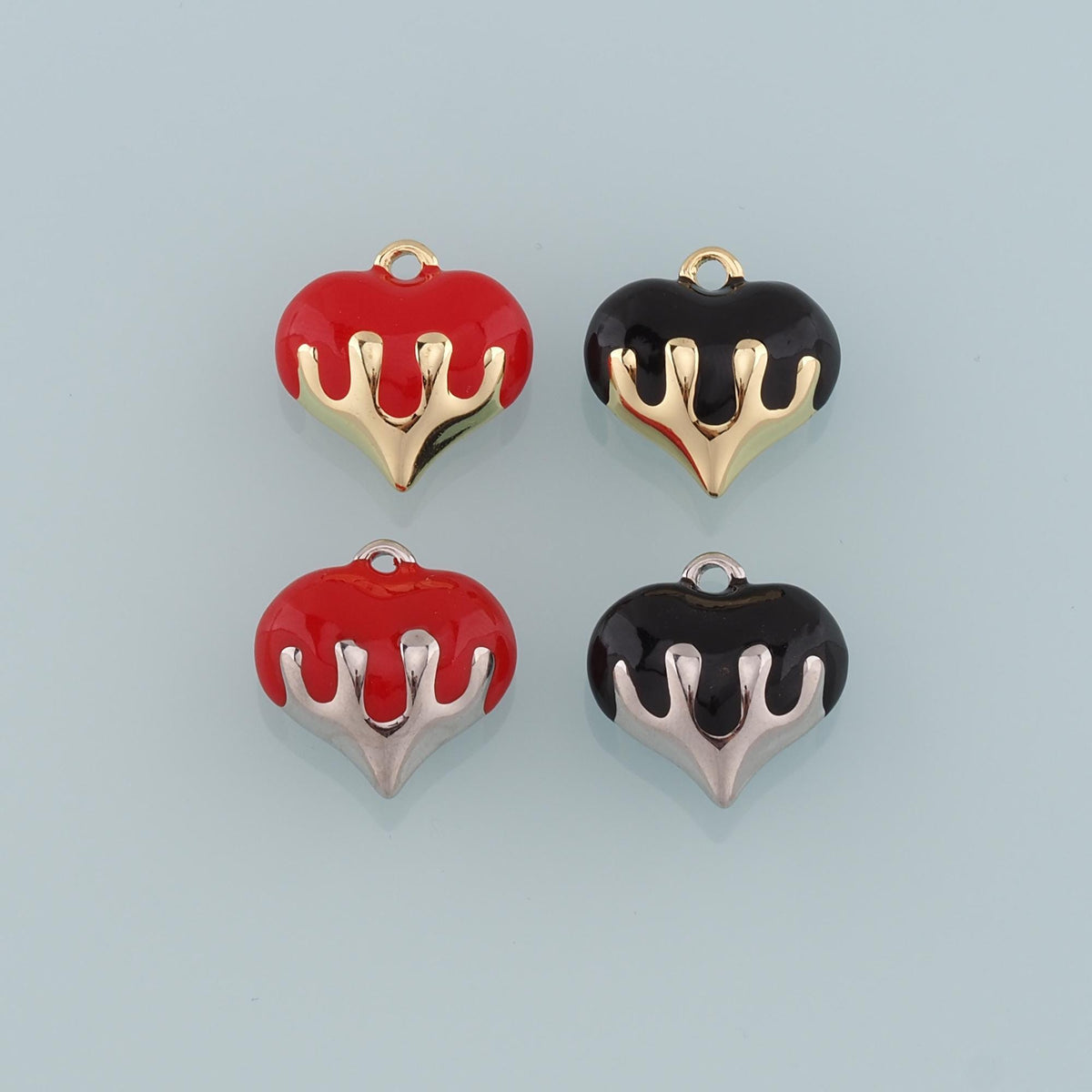 Gold Heart Charms,18K Gold Filled Heart Pendant,Enamel Heart Charm Bracelet Necklace for DIY Jewelry Making Supply