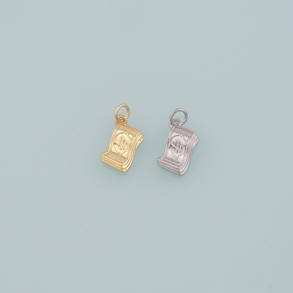 Gold Dollar Charms,18K Gold Filled Money Pendant,Dollar Charm Bracelet Necklace for DIY Jewelry Making Supply