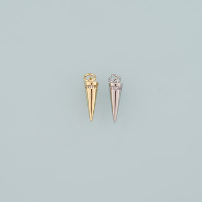 Gold Spikes Charms,18K Gold Filled Tapered Pendant,CZ Micro Pave Tapered Charm Bracelet Necklace for DIY Jewelry Making Suppl