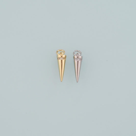 Gold Spikes Charms,18K Gold Filled Tapered Pendant,CZ Micro Pave Tapered Charm Bracelet Necklace for DIY Jewelry Making Suppl