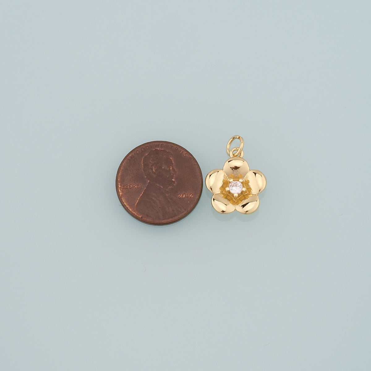 Gold Flower Charms,18K Gold Filled Flower Pendant,CZ Micro Pave Flower Charm Bracelet Necklace for DIY Jewelry Making Supply