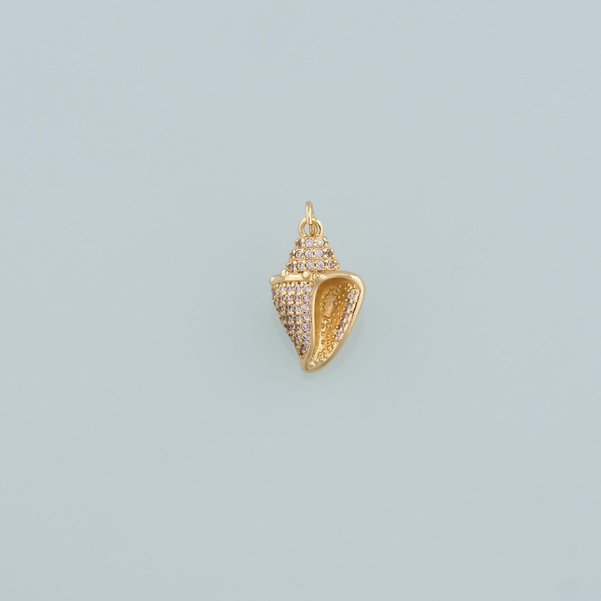 Gold Conch Charms,18K Gold Filled Conch Pendant,CZ Micro Pave Conch Shell Charm Bracelet Necklace for DIY Jewelry Making Supp