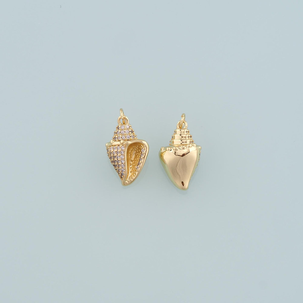 Gold Conch Charms,18K Gold Filled Conch Pendant,CZ Micro Pave Conch Shell Charm Bracelet Necklace for DIY Jewelry Making Supp