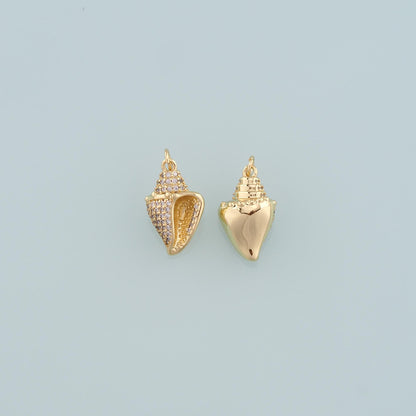 Gold Conch Charms,18K Gold Filled Conch Pendant,CZ Micro Pave Conch Shell Charm Bracelet Necklace for DIY Jewelry Making Supp