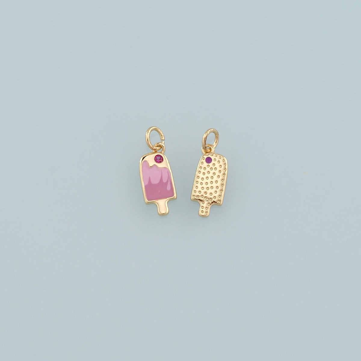 Gold Summer Charms,18K Gold Filled Ice Cream Pendant,Enamel Ice Cream Charm Bracelet Necklace for DIY Jewelry Making Supply