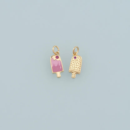 Gold Summer Charms,18K Gold Filled Ice Cream Pendant,Enamel Ice Cream Charm Bracelet Necklace for DIY Jewelry Making Supply