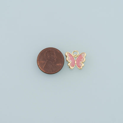 18K Gold Filled Enamel Butterfly Charm Pendant for Jewelry Making