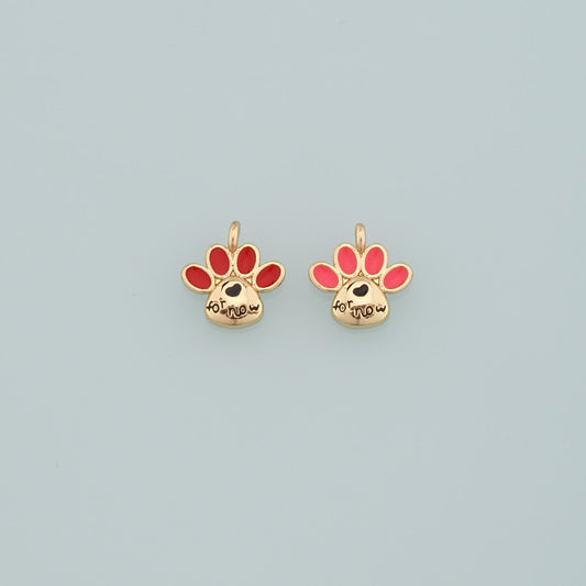 Gold Paw Charms,18K Gold Filled Cat Paw Pendant,Enamel Dog Paw Charm Bracelet Necklace for DIY Jewelry Making Supply