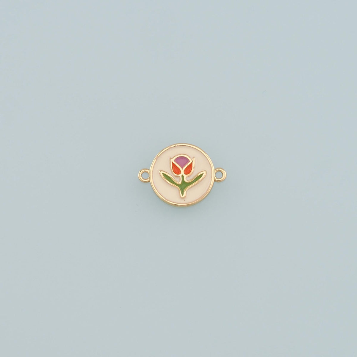 18K Gold Filled Flower Enamel Charm Pendant for Jewelry Making