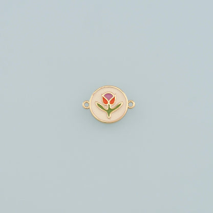 18K Gold Filled Flower Enamel Charm Pendant for Jewelry Making