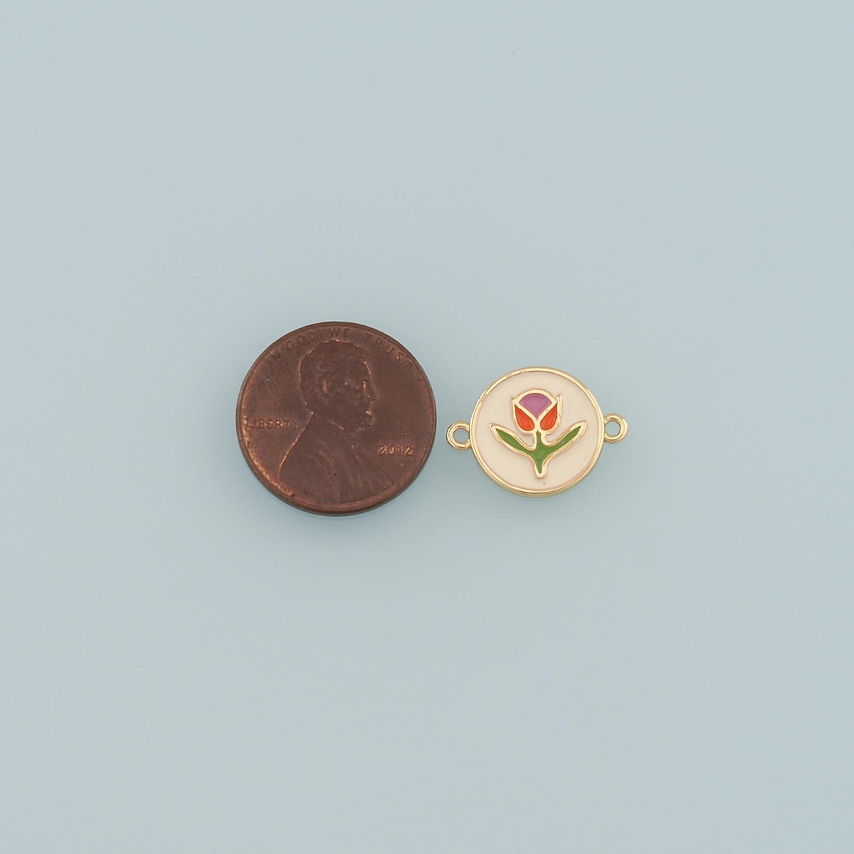 18K Gold Filled Flower Enamel Charm Pendant for Jewelry Making