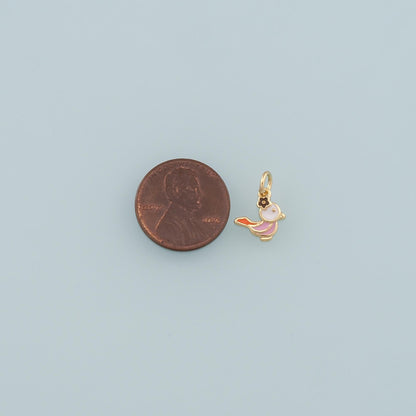 Gold Animal Charms,18K Gold Filled Bird Pendant,Enamel Bird Charm Bracelet Necklace for DIY Jewelry Making Supply