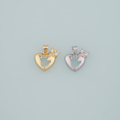 18K Gold Filled Heart CZ Charm Pendant for Jewelry Making