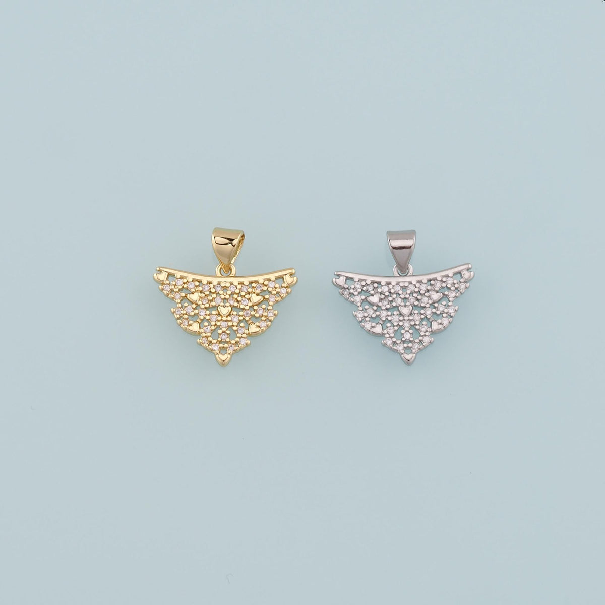 18K Gold Filled Hand CZ Charm Pendant for Jewelry Making