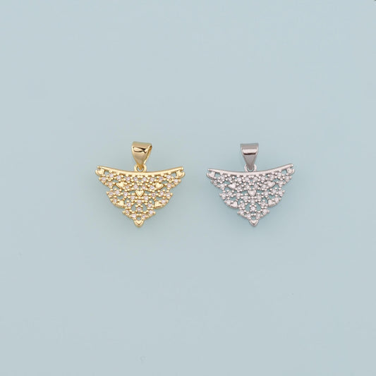 18K Gold Filled Triangle Pendant, CZ Micro Pave Triangle Charm Bracelet Necklace for DIY Jewelry Making Supply