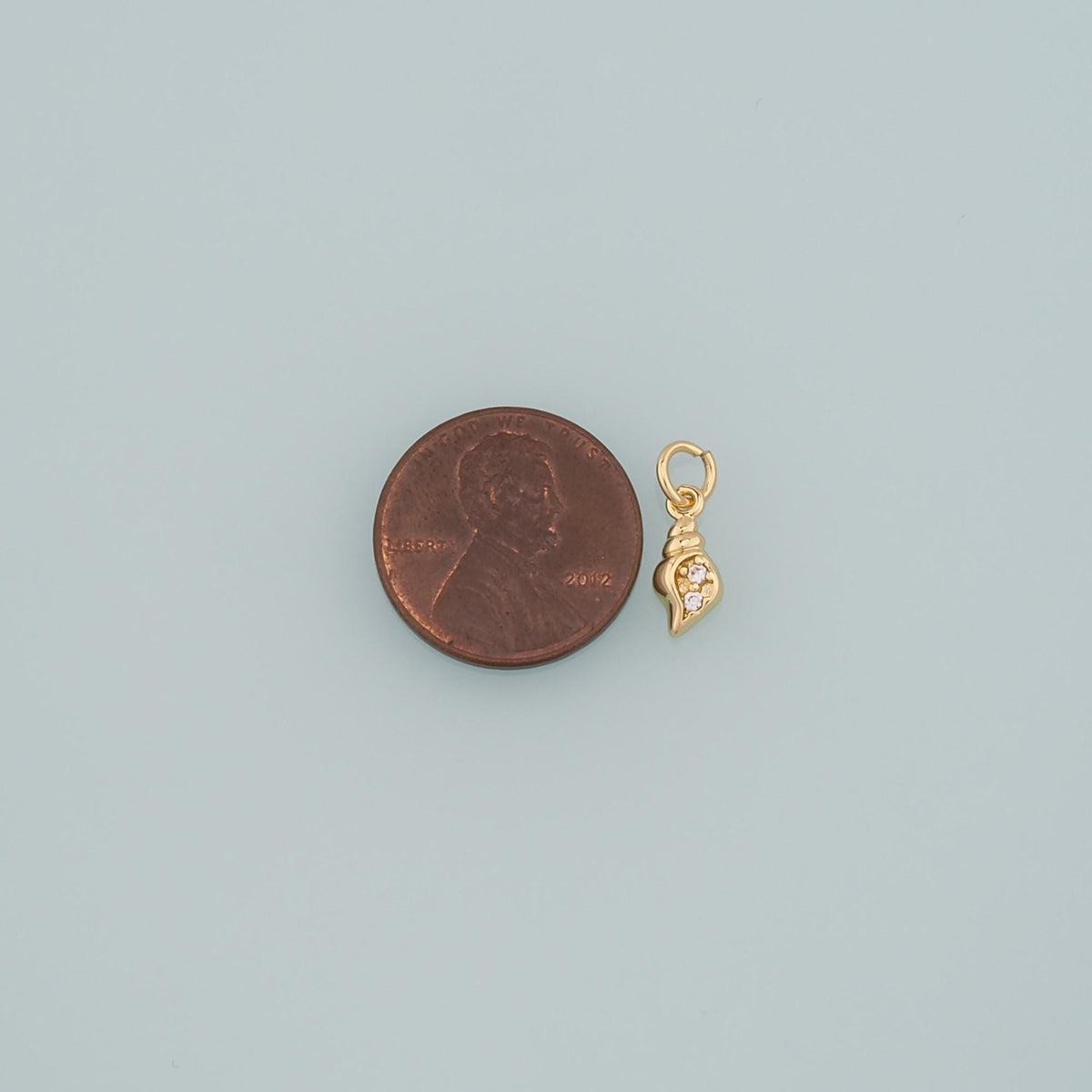 18K Gold Filled Shell CZ Charm Pendant for Jewelry Making