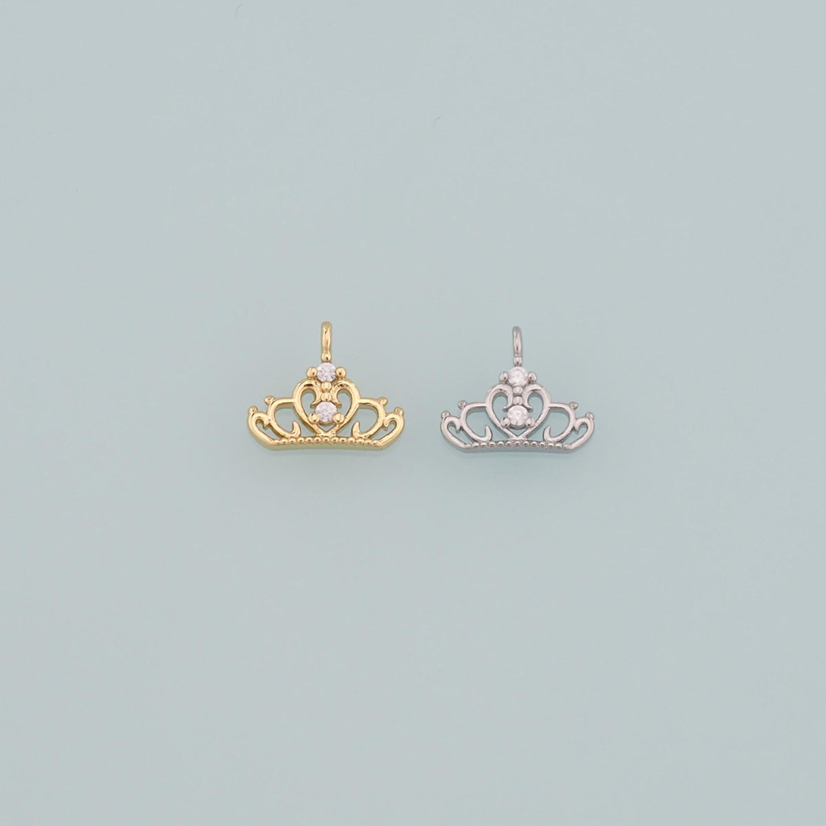 18K Gold Filled Crown Pendant,CZ Micro Pave Crown Charm Bracelet Necklace for DIY Jewelry Making Supply