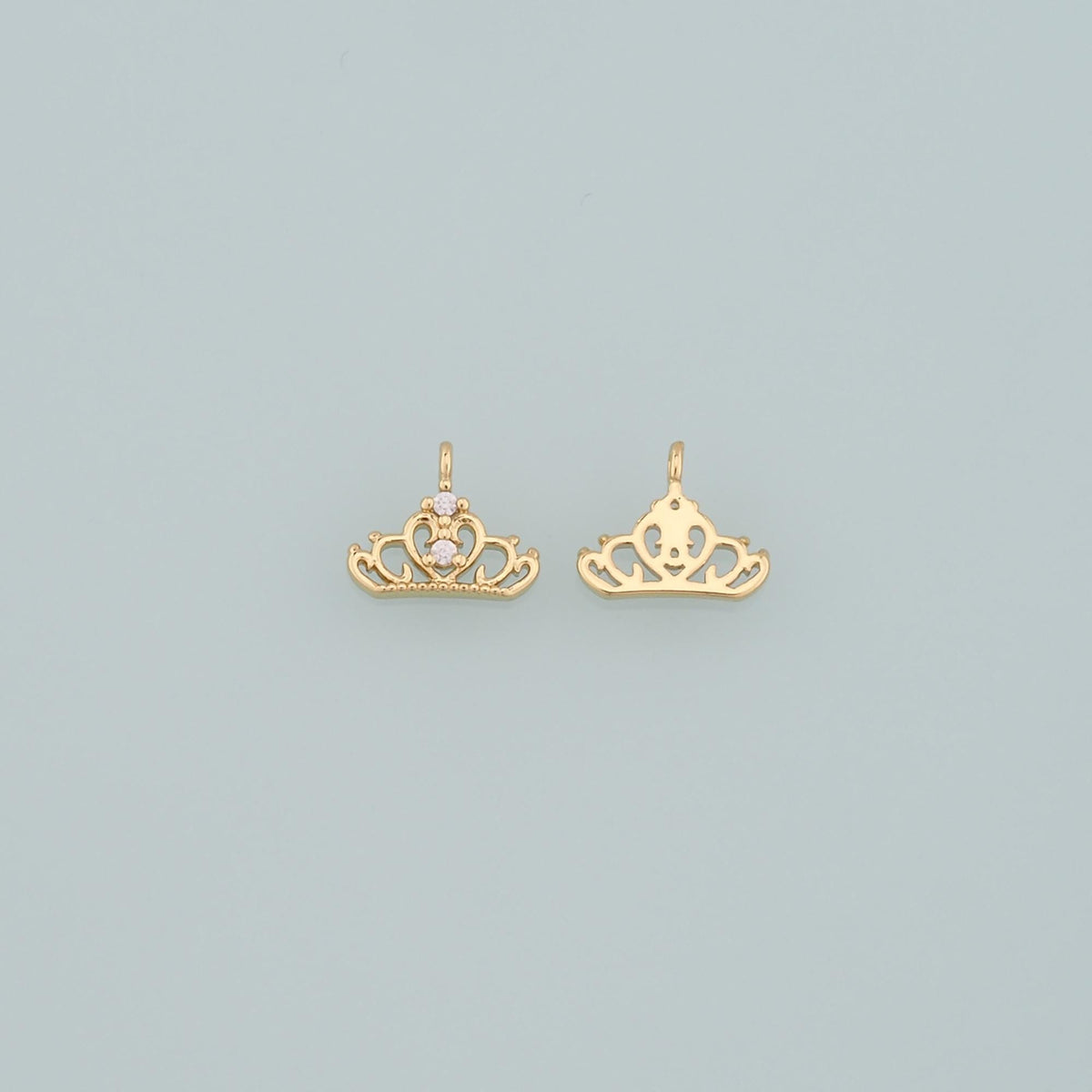 18K Gold Filled Crown Pendant,CZ Micro Pave Crown Charm Bracelet Necklace for DIY Jewelry Making Supply