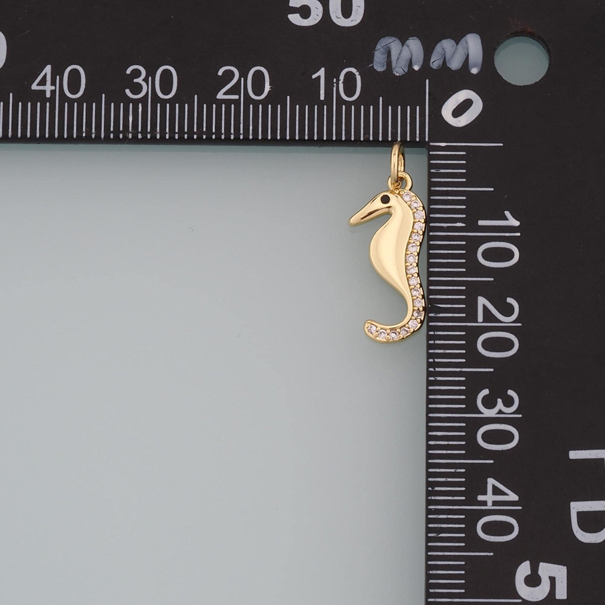 18K Gold Filled Seahorse Pendant,CZ Micro Pave Seahorse Charm Bracelet Necklace for DIY Jewelry Making Supply