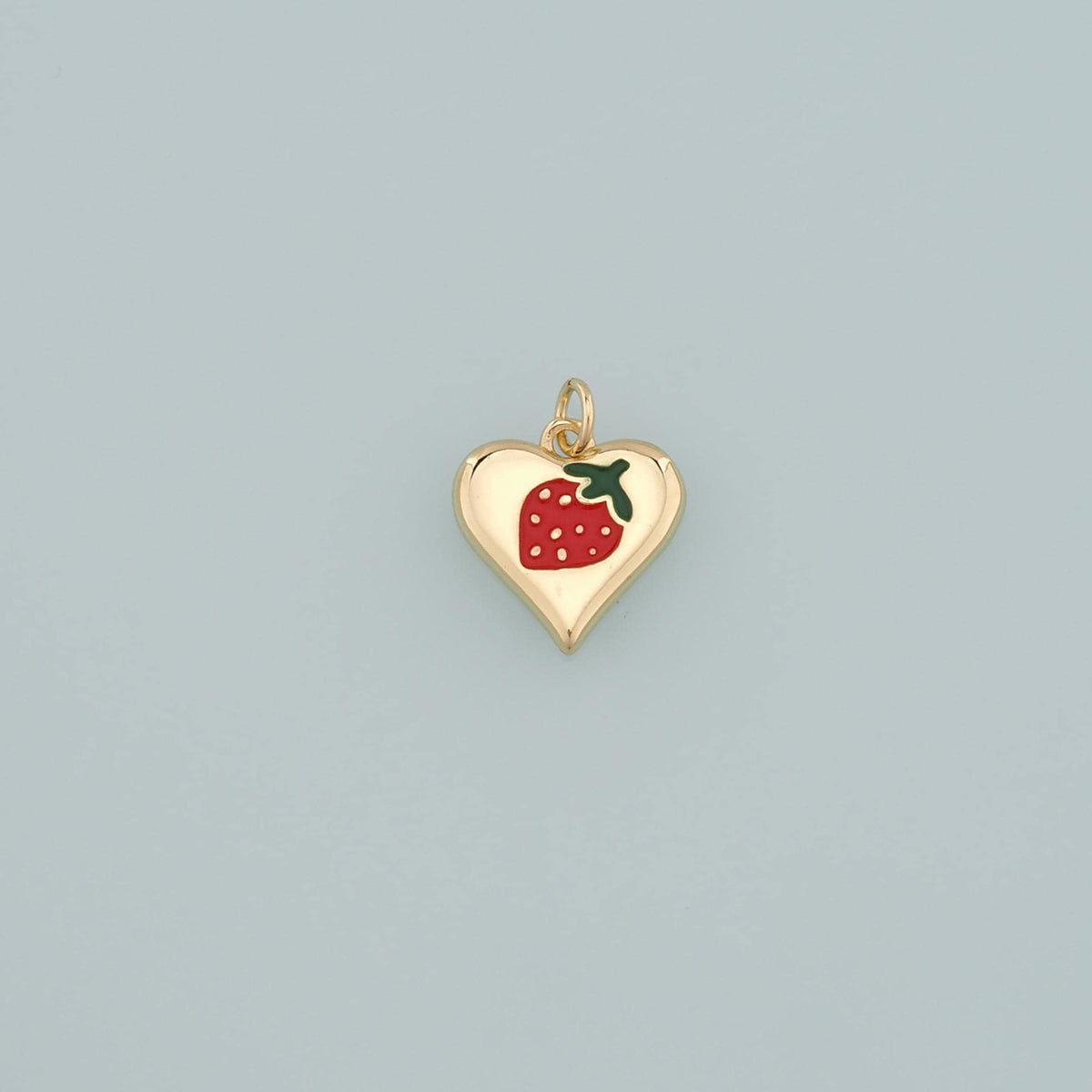 Gold Strawberry Charms,18K Gold Filled Heart Strawberry Pendant,Enamel Fruit Charm Bracelet Necklace for DIY Jewelry Making S