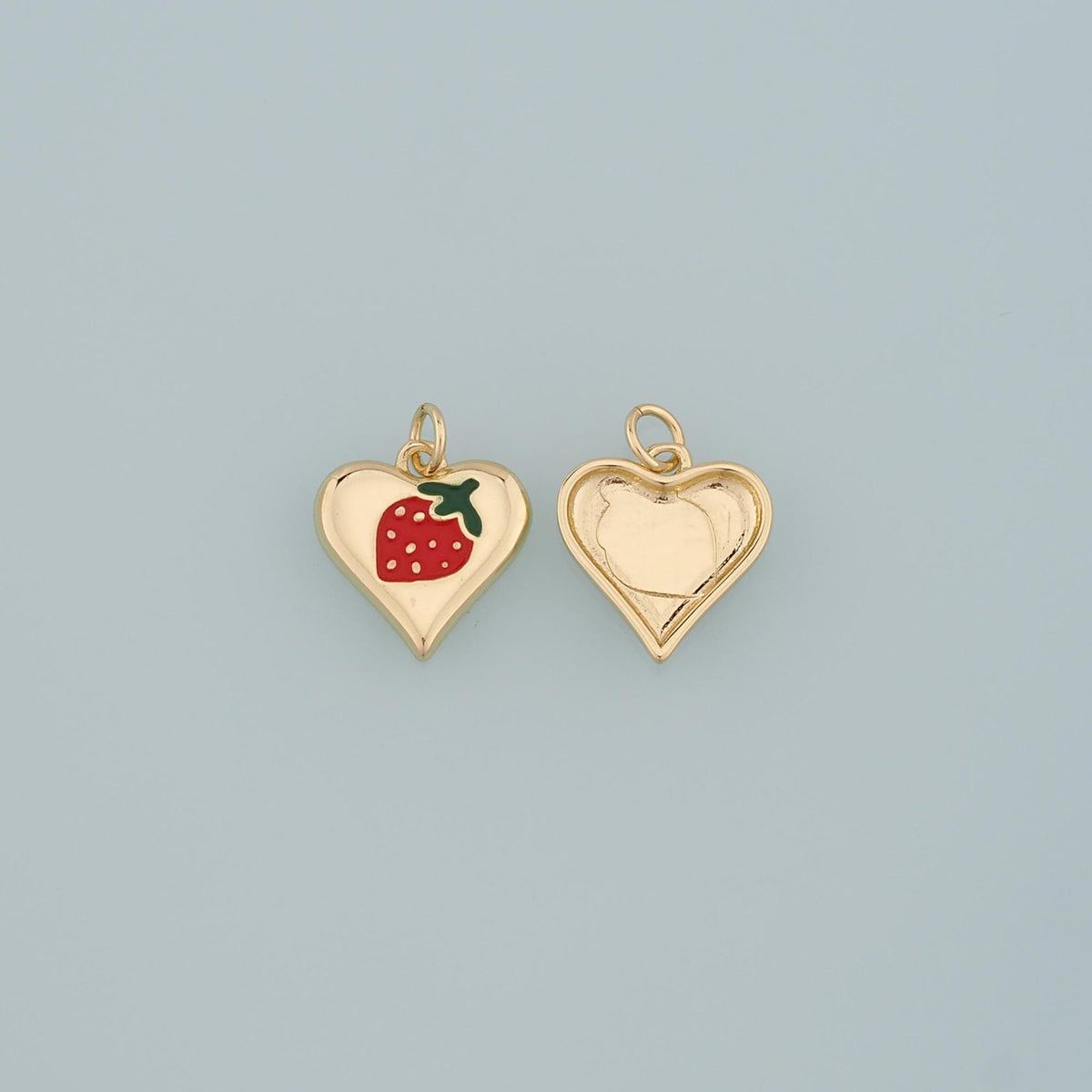 Gold Strawberry Charms,18K Gold Filled Heart Strawberry Pendant,Enamel Fruit Charm Bracelet Necklace for DIY Jewelry Making S