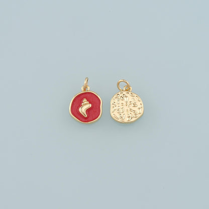 18K Gold Filled Shell Enamel Charm Pendant for Jewelry Making
