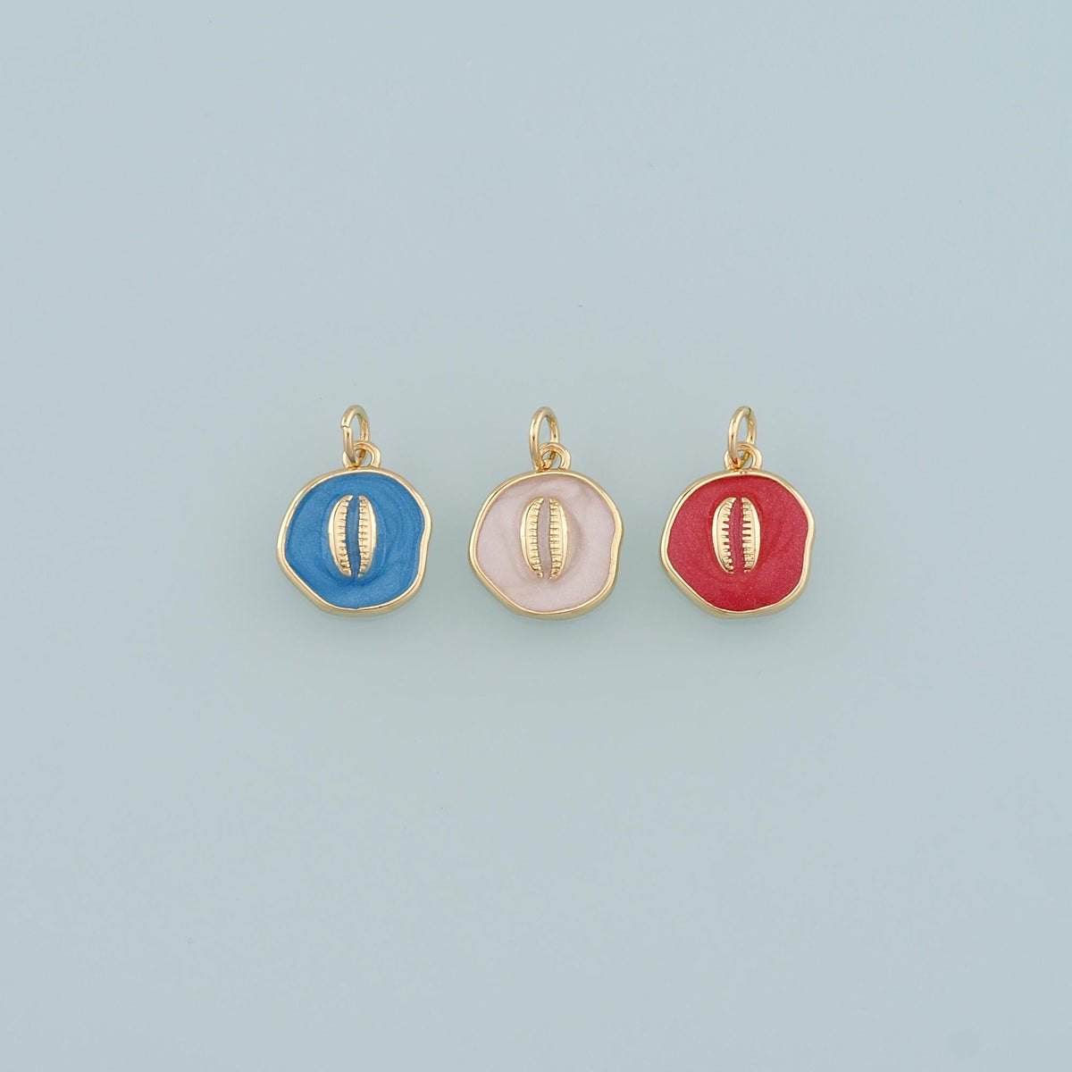 Gold Conch Charms,18K Gold Filled Baby Shell Pendant,Enamel Conch Shell Charm Bracelet Necklace for DIY Jewelry Making Supply
