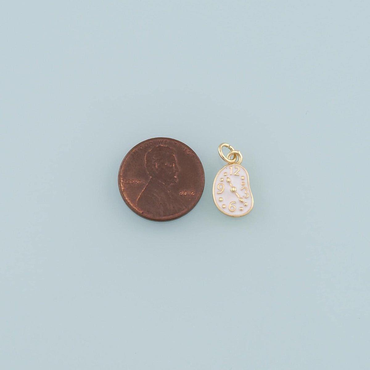 Gold Time Charms,18K Gold Filled Clock Pendant,Enamel Clock Charm Bracelet Necklace for DIY Jewelry Making Supply