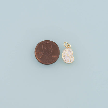Gold Time Charms,18K Gold Filled Clock Pendant,Enamel Clock Charm Bracelet Necklace for DIY Jewelry Making Supply