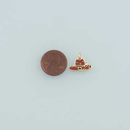 Gold Cowboy Hat Charms,18K Gold Filled Cowboy Pendant,Enamel Hat Charm Bracelet Necklace for DIY Jewelry Making Supply