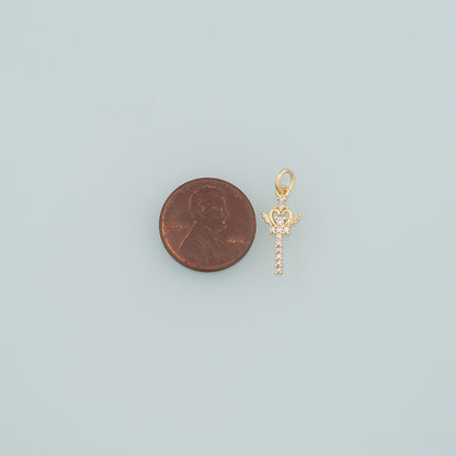 18K Gold Filled Cubic Zirconia Charm Pendant for Jewelry Making