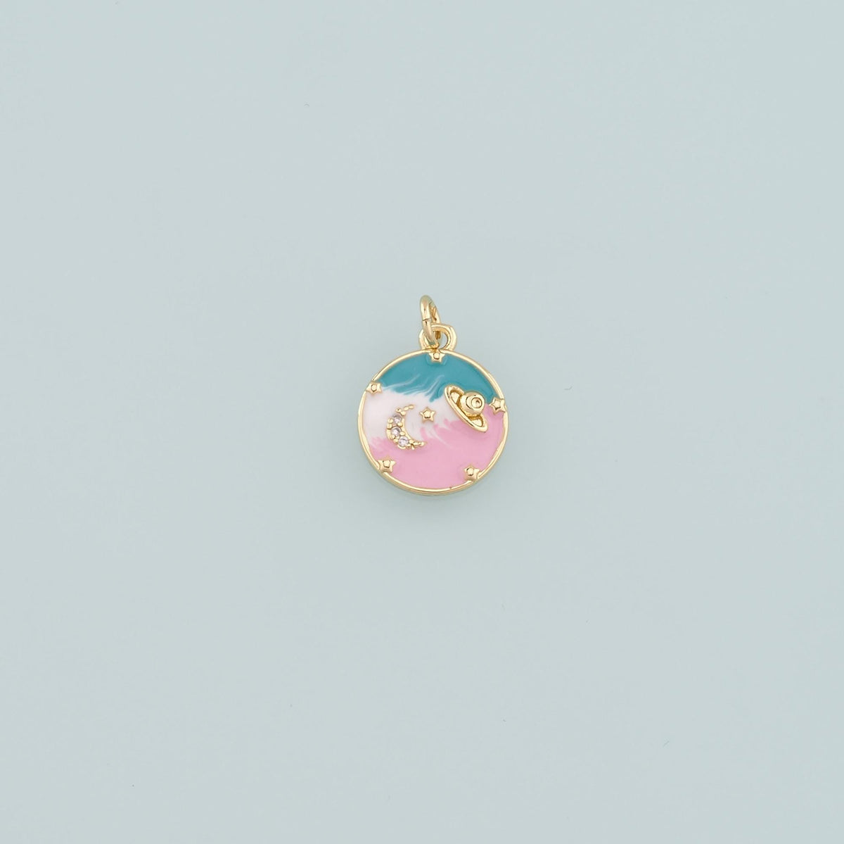 18K Gold Filled Hand Enamel Charm Pendant for Jewelry Making