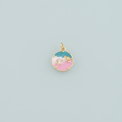 18K Gold Filled Hand Enamel Charm Pendant for Jewelry Making