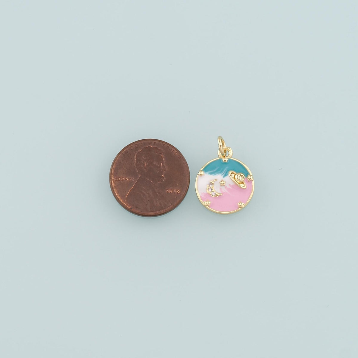 18K Gold Filled Hand Enamel Charm Pendant for Jewelry Making