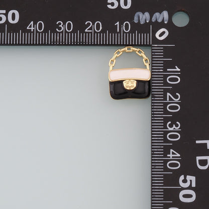 Gold Bag Charms,18K Gold Filled Handbag Pendant,Enamel Handbag Charm Bracelet Necklace for DIY Jewelry Making Supply