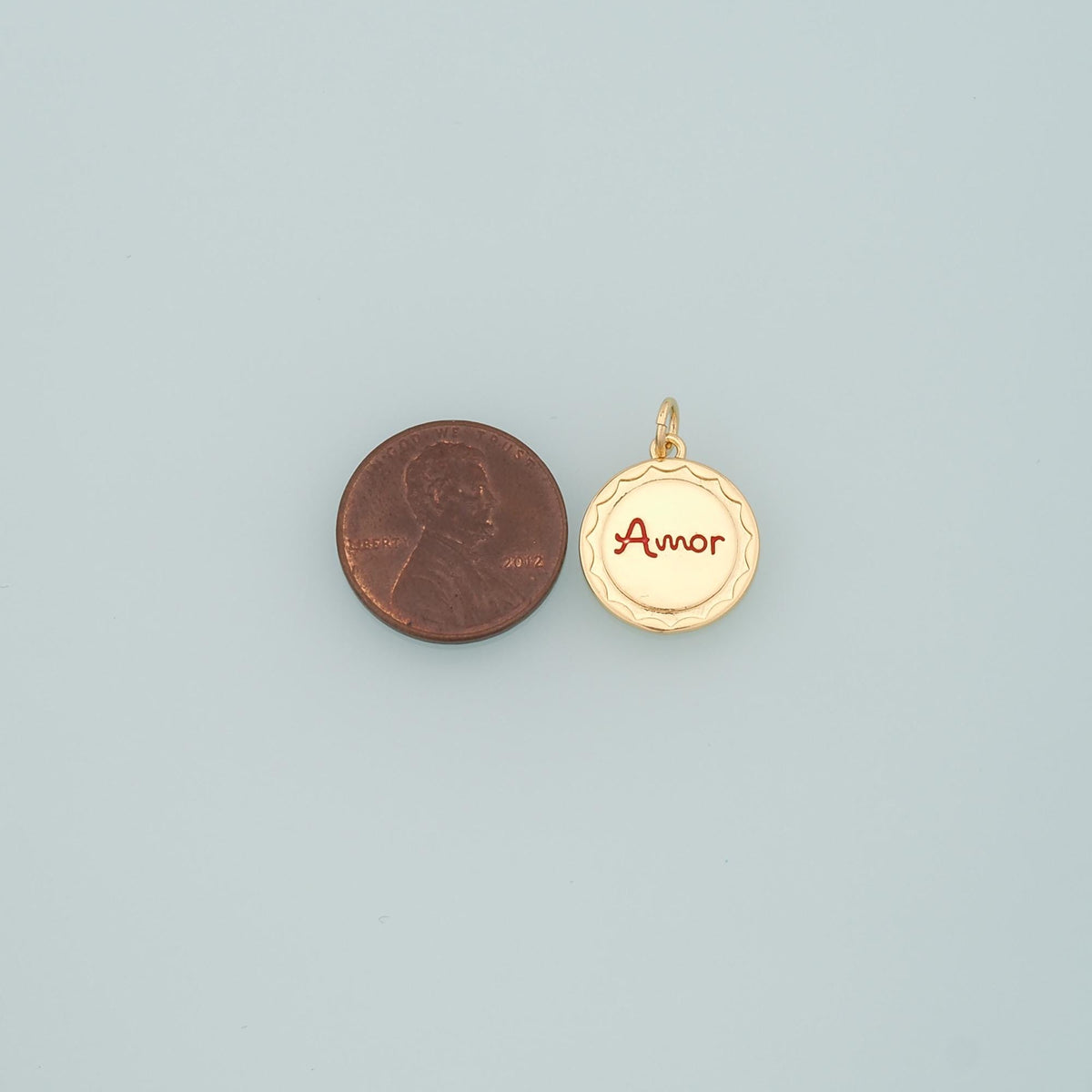 18K Gold Filled Amor Pendant,Enamel Amor Charm Bracelet Necklace for DIY Jewelry Making Supply