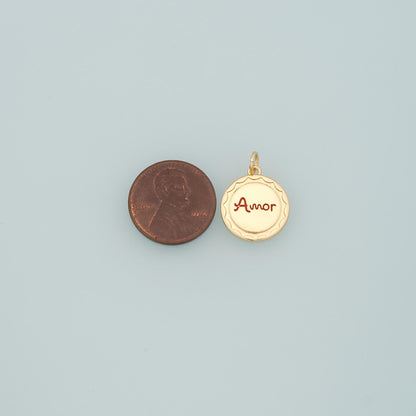 18K Gold Filled Amor Pendant,Enamel Amor Charm Bracelet Necklace for DIY Jewelry Making Supply