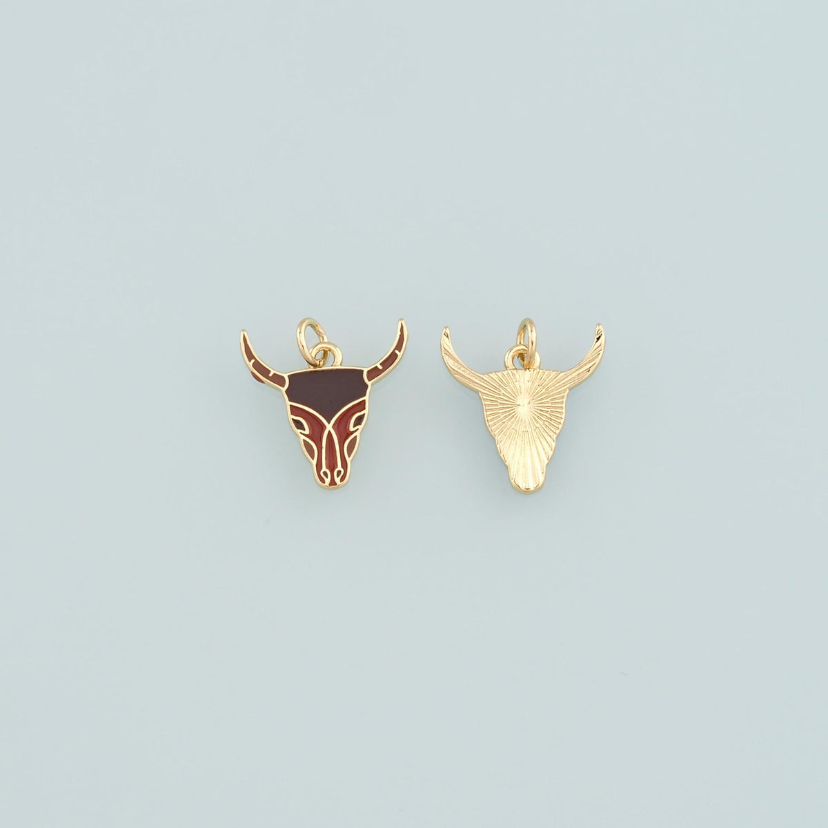 Gold Ox Charms,18K Gold Filled Bull Head Pendant,Enamel Bull Charm Bracelet Necklace for DIY Jewelry Making Supply