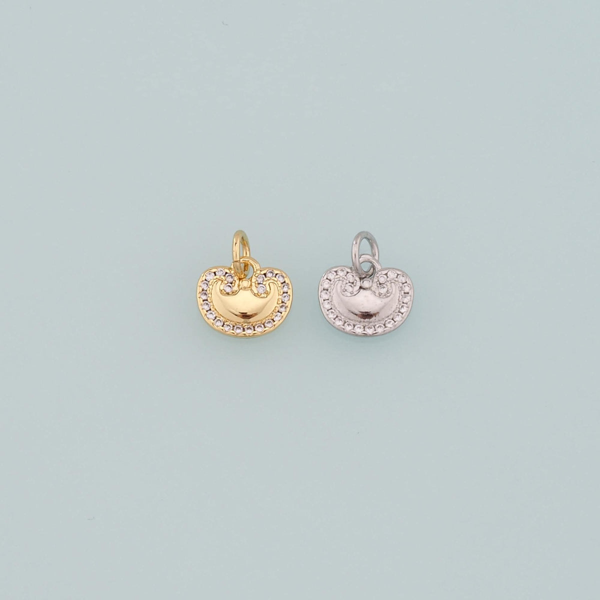 18K Gold Filled Lock CZ Charm Pendant for Jewelry Making