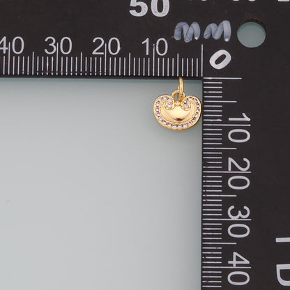 18K Gold Filled Lock CZ Charm Pendant for Jewelry Making