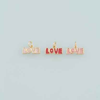 18K Gold Filled Love Enamel Charm Pendant for Jewelry Making